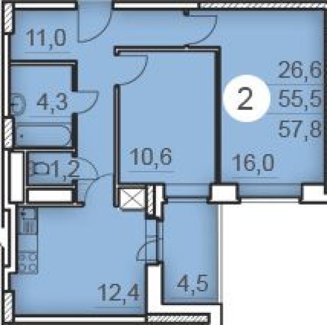 Планировка ЖК Супонево Life, 26.6 м2