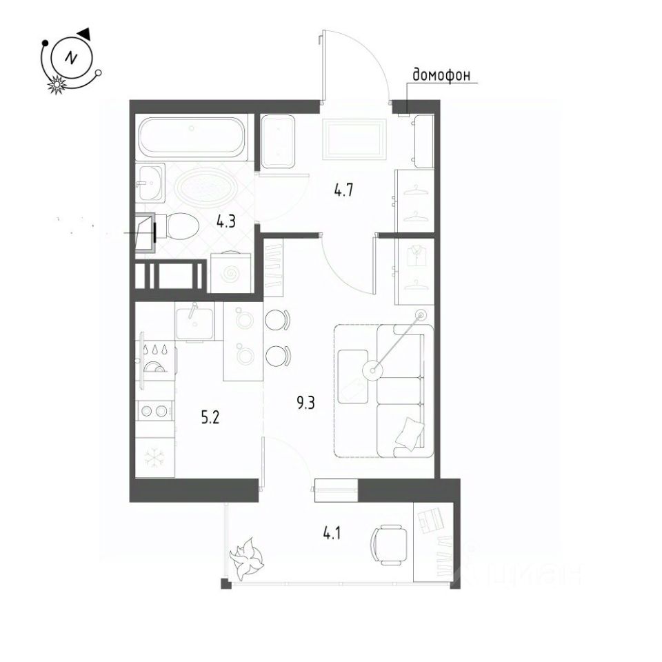 Продажа студии пос. Шушары, улица Чудовская, 14к1