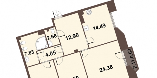 3-комн квартира ул. Смольного