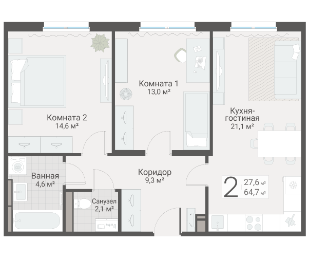 Продажа 2-комн квартиры в новостройке Санкт-Петербург г., Руднева ул.,  к. 3