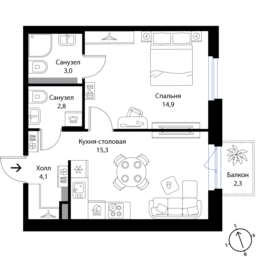 1-комн квартира Ольгино, Ольгино, Ломоносовский район, Ленинградская область