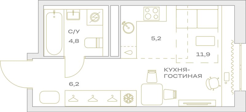 Продажа студии Марьино п., Харлампиева ул.,  к. 24