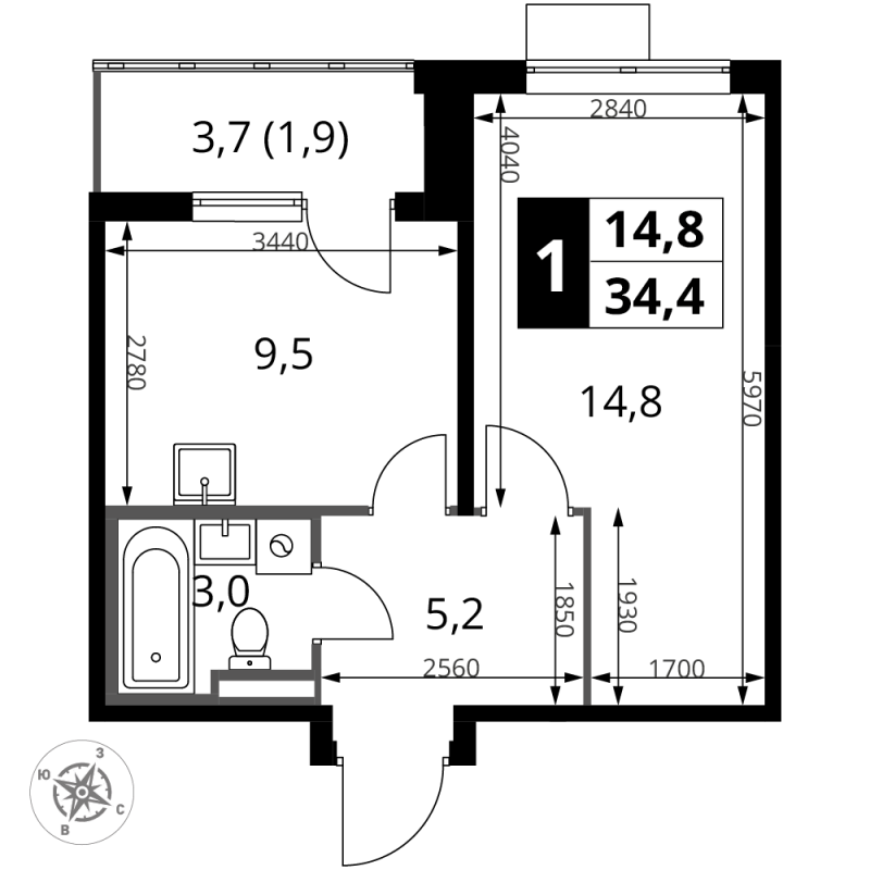 Продажа 1-комн квартиры в новостройке Сапроново д., Калиновая ул.,  к. 3