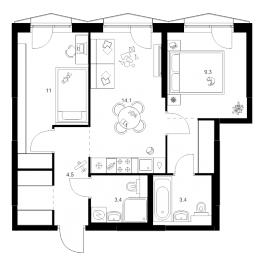 Продажа 2-комн квартиры в новостройке Москва г., Плеханова ул.,  к. 1.5