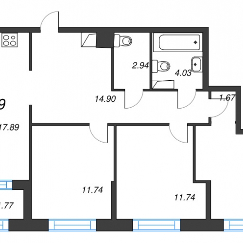 3-комн квартира Санкт-Петербург г., Московское ш.,  к. 1