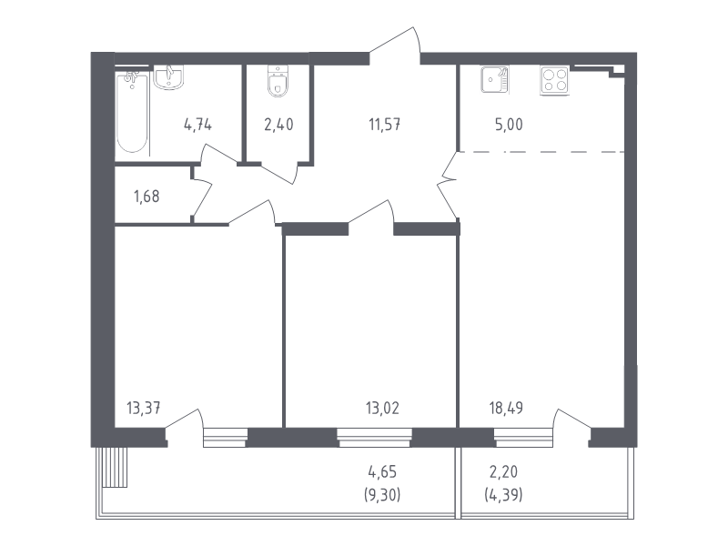 Продажа 2-комн квартиры в новостройке Егорово п., Колхозная ул.,  к. 1