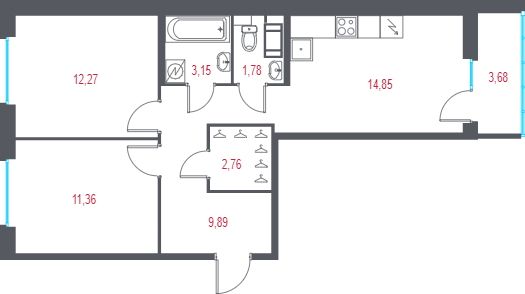 Продажа 2-комн квартиры в новостройке Пушкин г., 1-я линия, территория Лесное,  к. 2.2