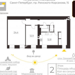 Продажа 2-комн квартиры на вторичном рынке проспект Римского-Корсакова,  д. 15