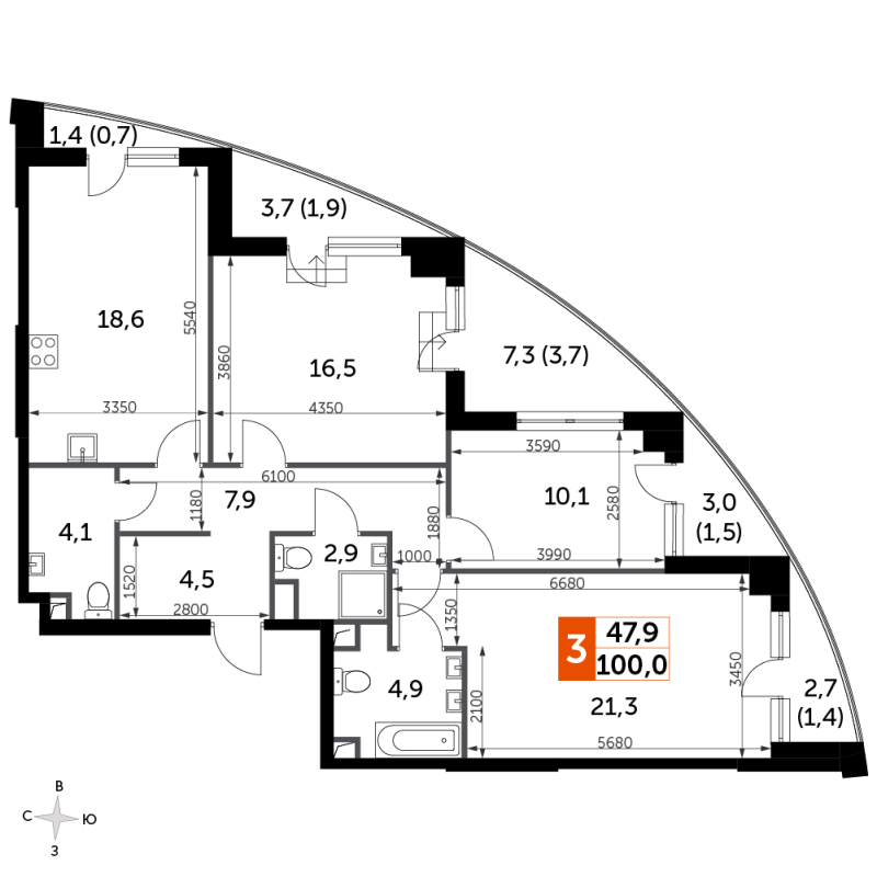 Продажа 3-комн квартиры в новостройке Москва г., Шеногина ул.,  к. 2.2