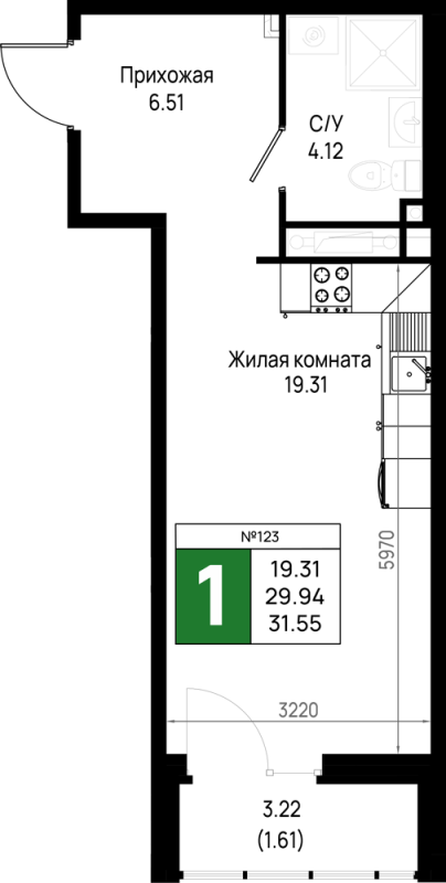 Продажа студии Новосаратовка д., Первых ул.,  к. 5.3