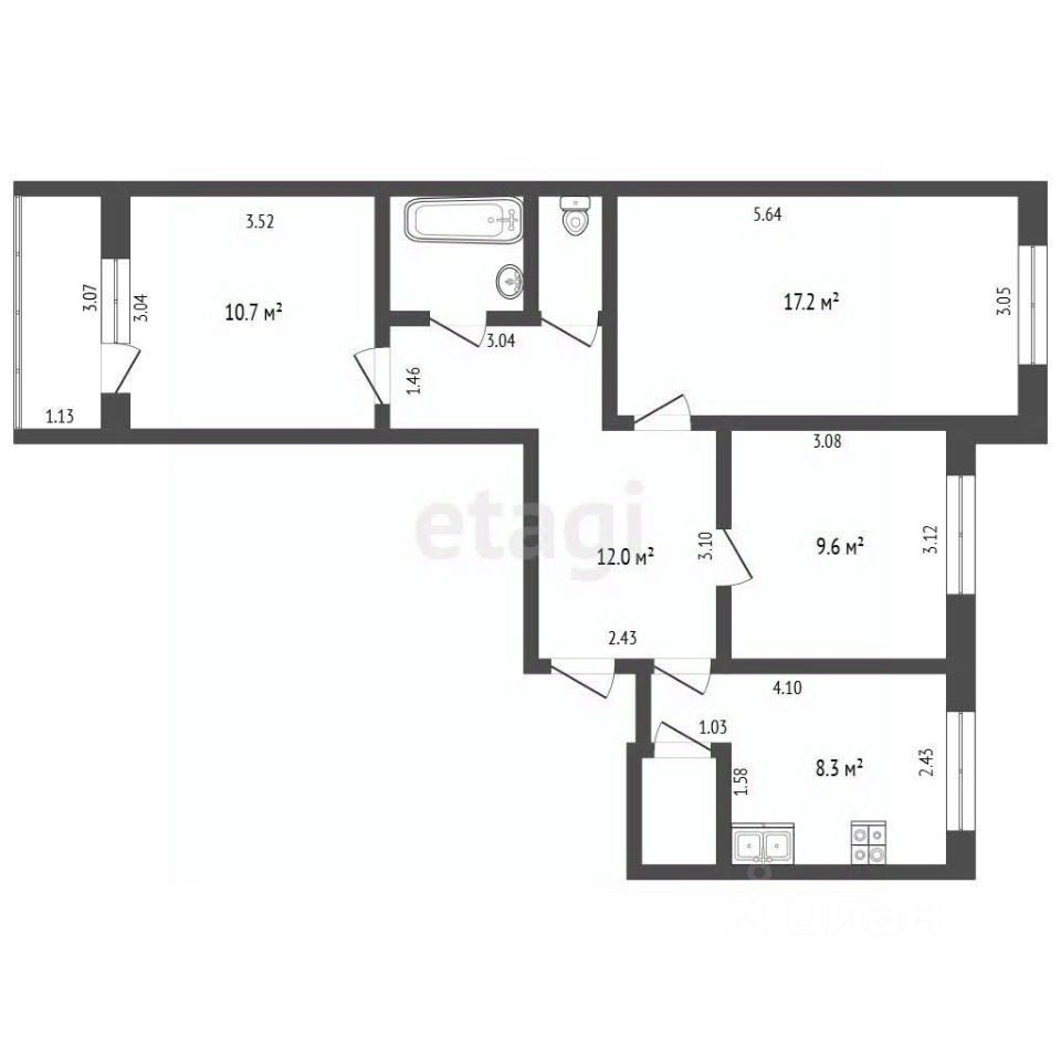 Продажа 3-комн квартиры на вторичном рынке Кашира, улица Ленина, 5