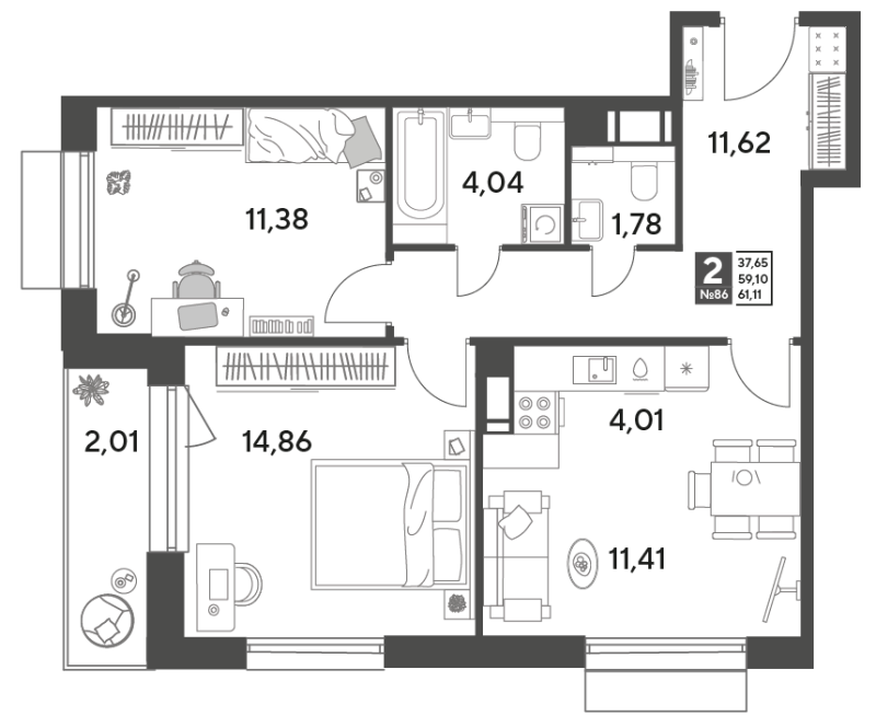 Продажа 2-комн квартиры в новостройке Пушкино г., Зелёная Роща ул.,  к. 12