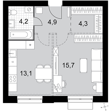 Продажа 1-комн квартиры в новостройке Докукино д., Цветочная ул.,  к. 1.1