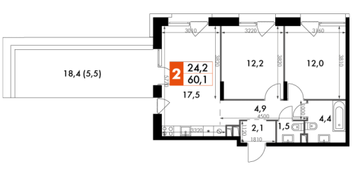 2-комн квартира Москва г., Снежная ул.,  к. 1
