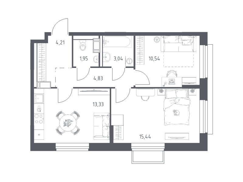 Продажа 2-комн квартиры в новостройке Мирный п., Свободы ул.,  к. 6.4