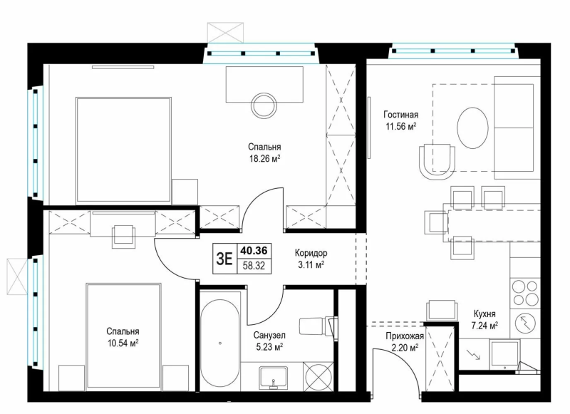 Продажа 2-комн квартиры в новостройке Сапроново д., Купелинка мкр.,  к. Нестеров