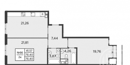 2-комн квартира Бакунина просп.,  д. 33