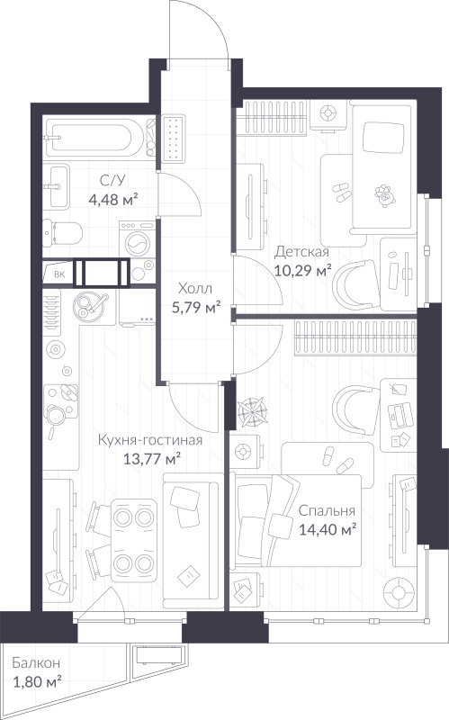 Продажа 2-комн квартиры в новостройке Сертолово г., Дмитрия Кожемякина ул.,  к. 8