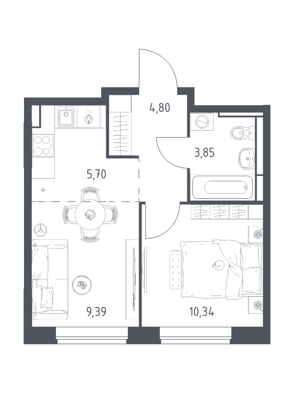 Продажа 1-комн квартиры в новостройке Богданиха д., Красная Слобода ул.,  к. 10.2