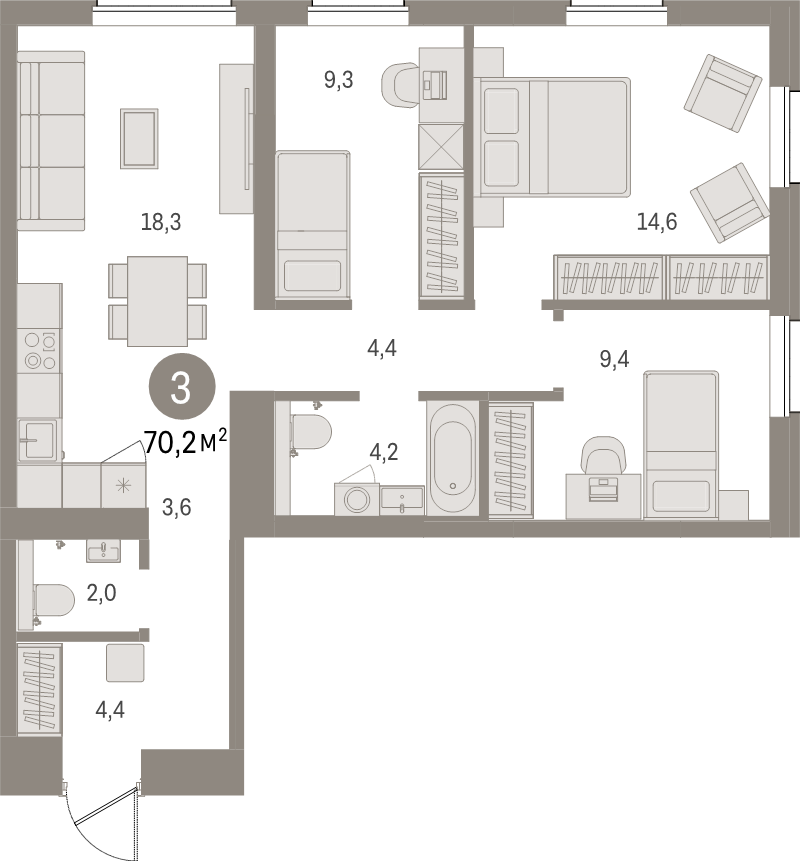 Продажа 3-комн квартиры в новостройке Санкт-Петербург г., Головнина б-р,  к. 2-2