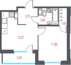 Продажа 1-комн квартиры в новостройке Пушкин г, Лесное п,  к. 1.2