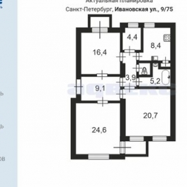 Продажа 3-комн квартиры на вторичном рынке Ивановская улица