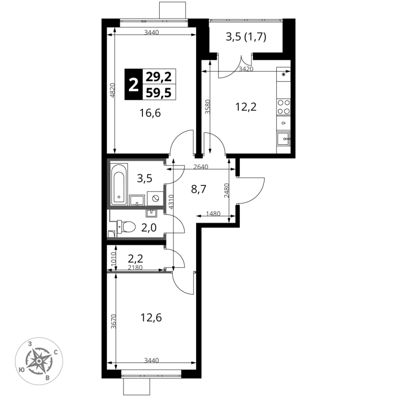 Продажа 2-комн квартиры в новостройке Видное г., Старо-Нагорная ул.,  к. 2