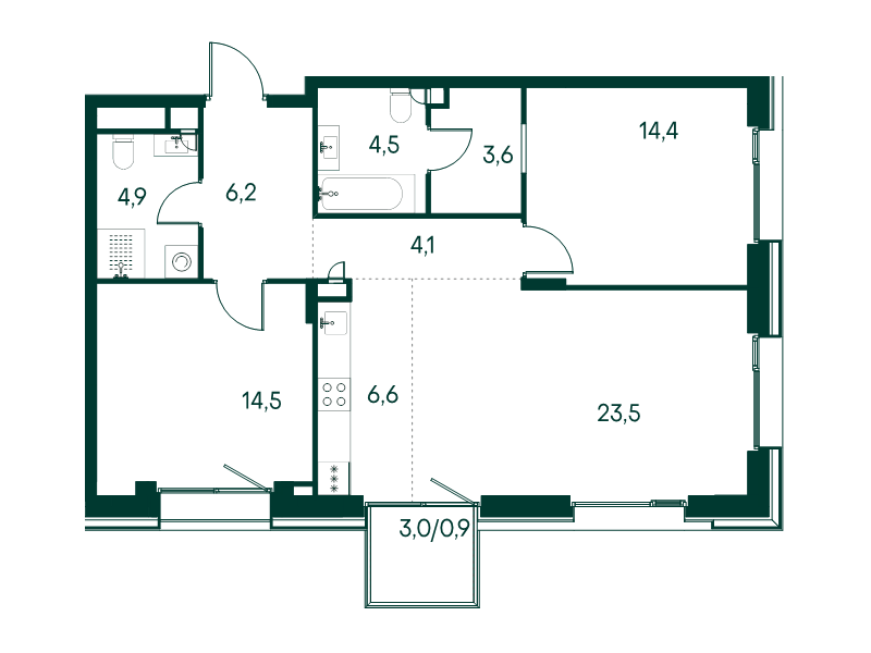 Продажа 2-комн квартиры в новостройке Москва г., Чкаловский б-р,  к. 2.5