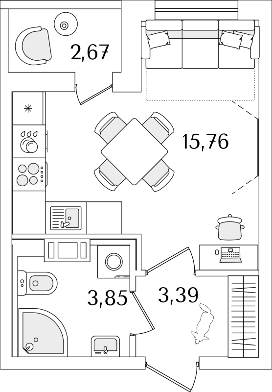 Продажа студии Санкт-Петербург г., Октябрьская наб.,  к. 1