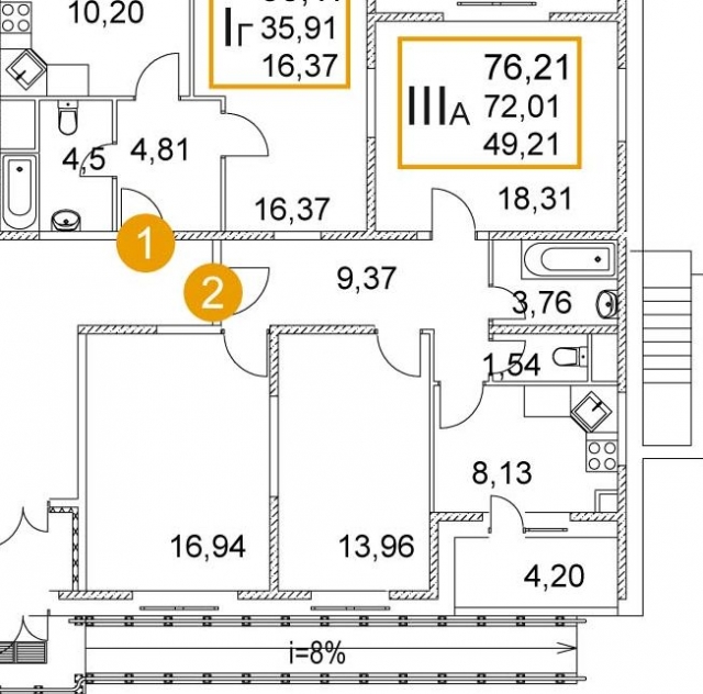 Планировка ЖК Квартал в Лесном, 49.21 м2