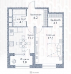 Планировка ЖК Серебряный фонтан, 17.5 м2