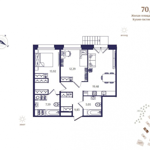 2-комн квартира Зеленогорск г., Кривоносовская ул.,  к. В5