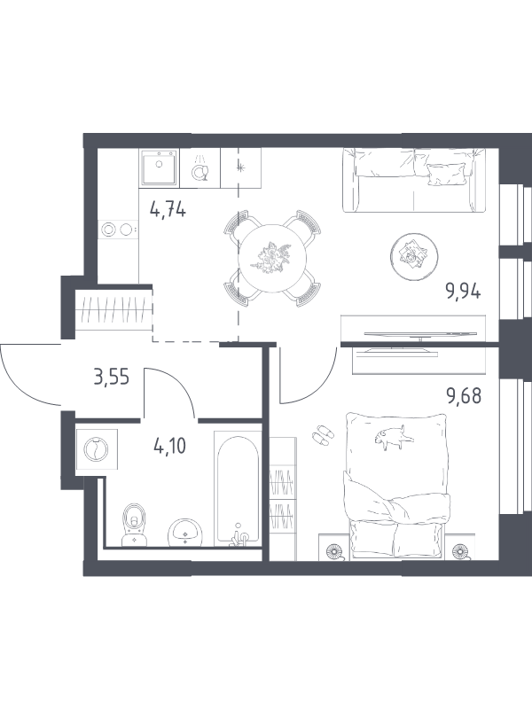 Продажа 1-комн квартиры в новостройке Мисайлово д., Молодежный б-р,  к. 21