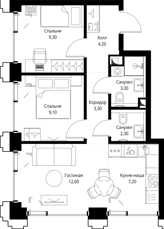 Продажа 2-комн квартиры в новостройке Москва г., Верейская ул.,  к. SET.1.3