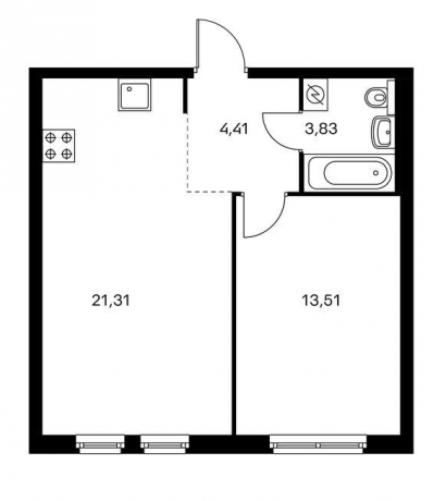 Планировка ЖК Измайловский 11, 13.51 м2