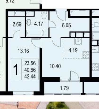 Планировка ЖК Люблинский, 23.66 м2