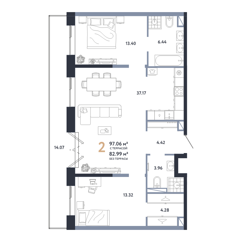 Продажа 2-комн квартиры в новостройке Москва г., Пресненский Вал ул.,  к. 2.2