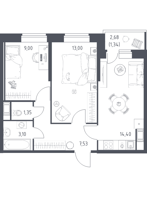 Продажа 2-комн квартиры в новостройке Санкт-Петербург г., Славянская ул.,  к. 4