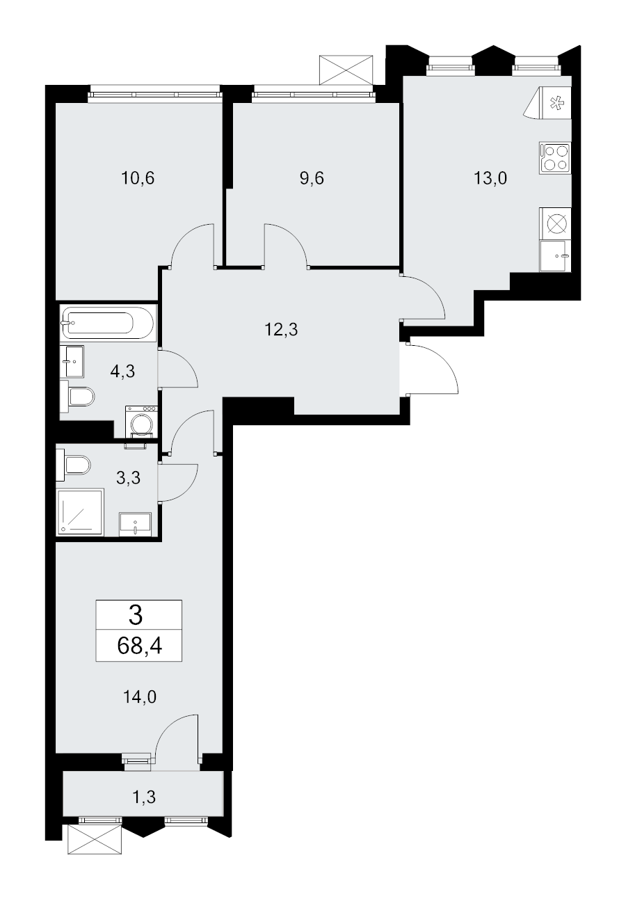 Продажа 3-комн квартиры в новостройке Десна д., Центральная ул.,  к. 7.1