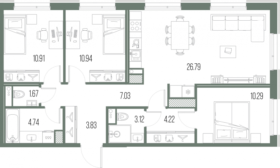 Продажа 3-комн квартиры в новостройке Кожевенная линия,  д. 3