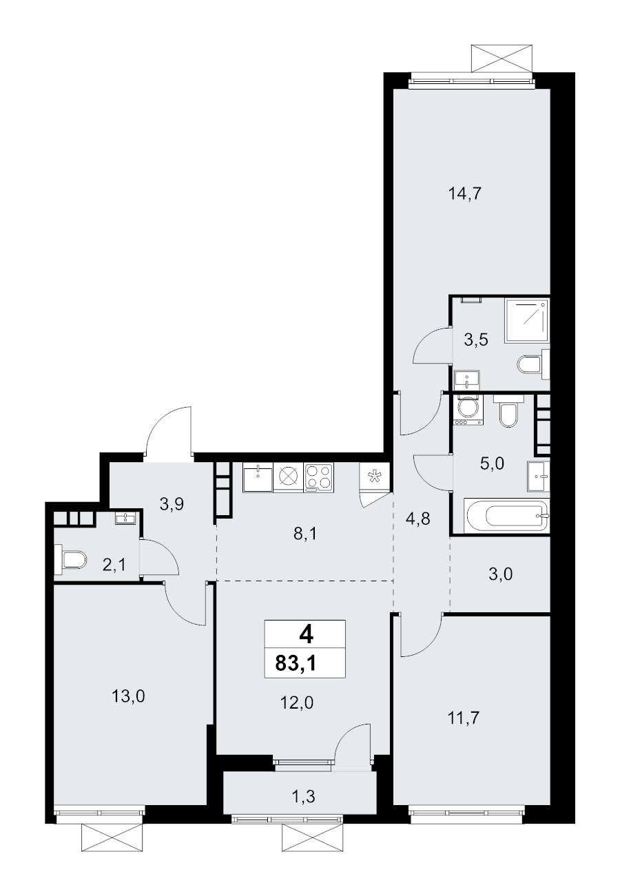 Продажа 3-комн квартиры в новостройке Москва г., Бартеневская ул.,  к. 4.1.2