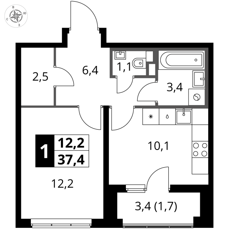 Продажа 1-комн квартиры в новостройке Химки г., Олимпийская ул.,  к. 1.4