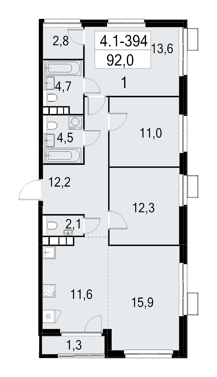Продажа 3-комн квартиры в новостройке Москва г., Бартеневская ул.,  к. 4.1.2