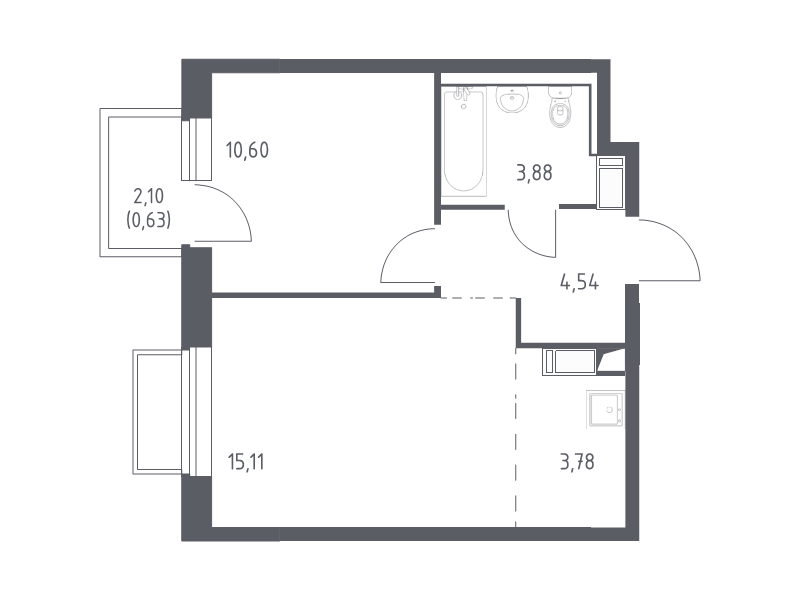 Продажа 1-комн квартиры в новостройке Мирный п., Свободы ул.,  к. 6.2