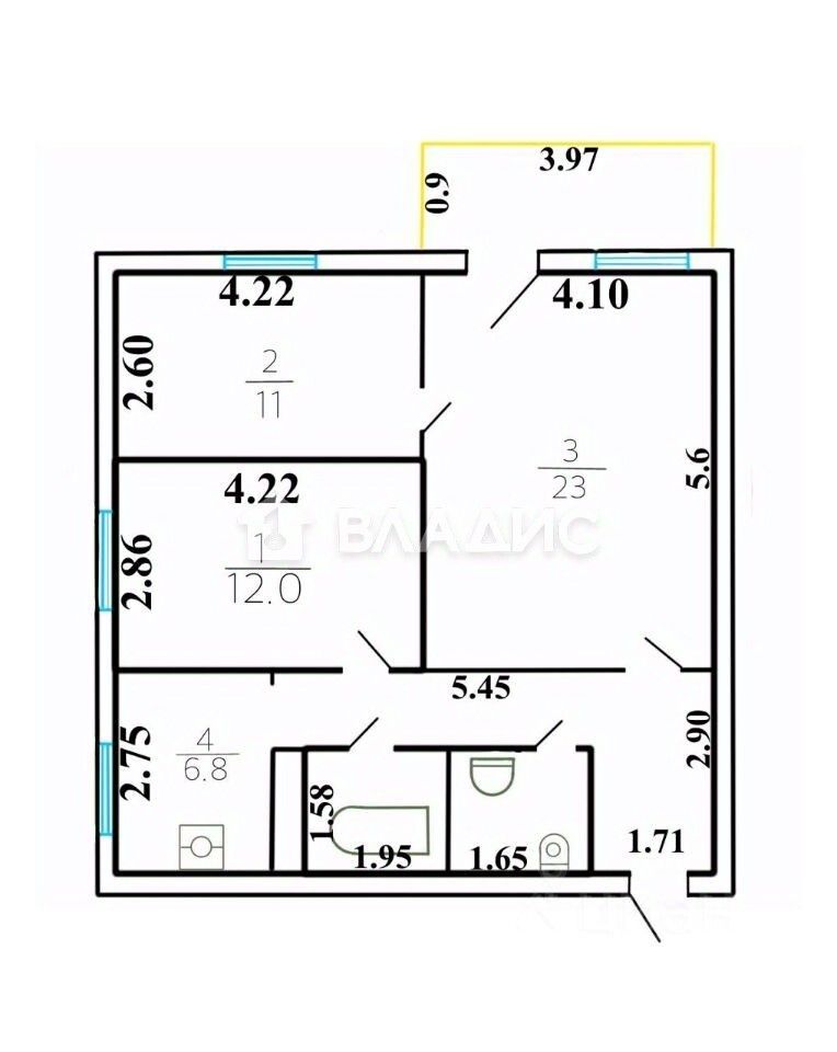 Продажа 3-комн квартиры на вторичном рынке проспект Мира, 186к1