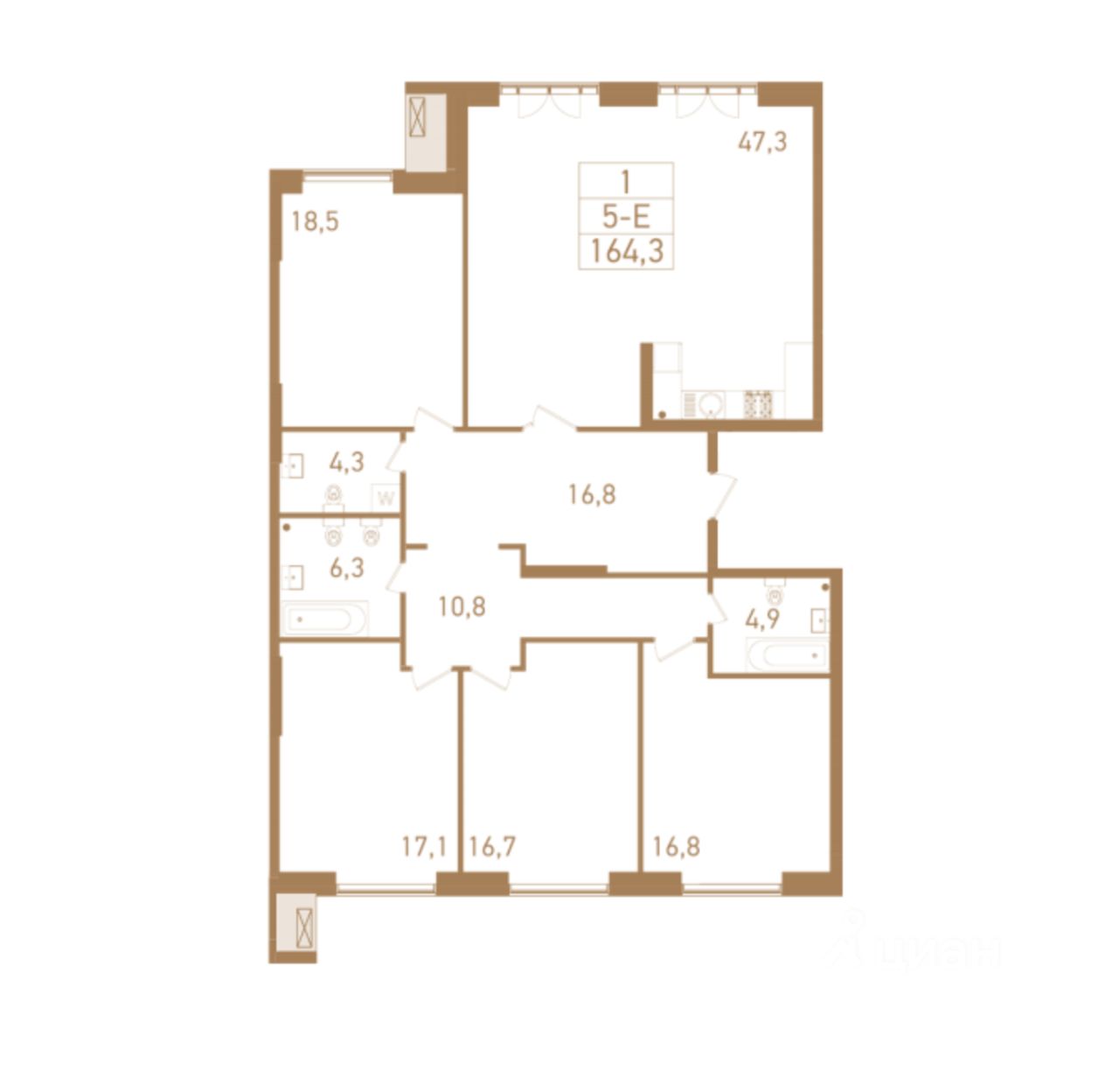 Продажа 5-комн квартиры на вторичном рынке Нежинская улица, 5к2