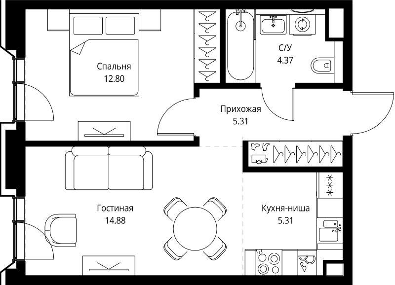 Продажа 1-комн квартиры в новостройке Москва г., Мира пр-кт,  к. 2