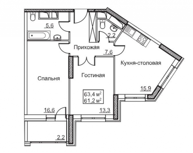 Планировка ЖК Рассказово, 30.2 м2