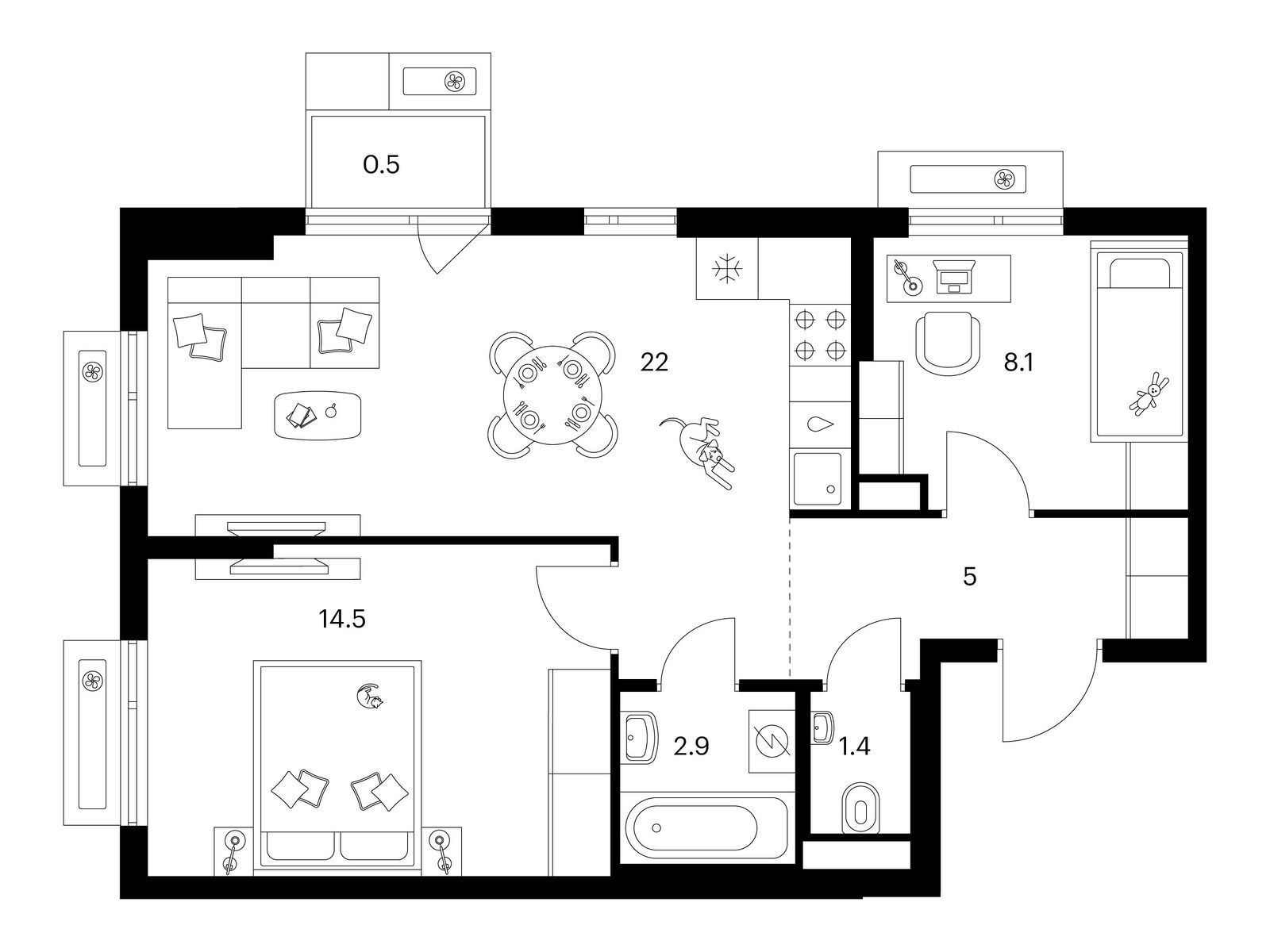 Продажа 2-комн квартиры в новостройке Амурский парк, корп. 4.2