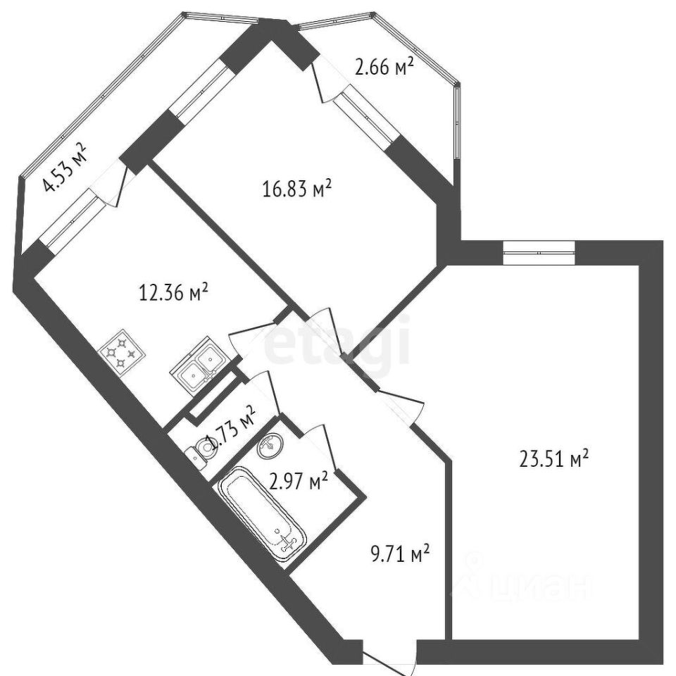 Продажа 2-комн квартиры на вторичном рынке Тельмана, бульвар Ладожский, 1к1